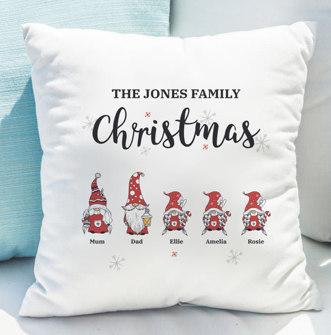 Personalised Gonk Family Christmas Cushion