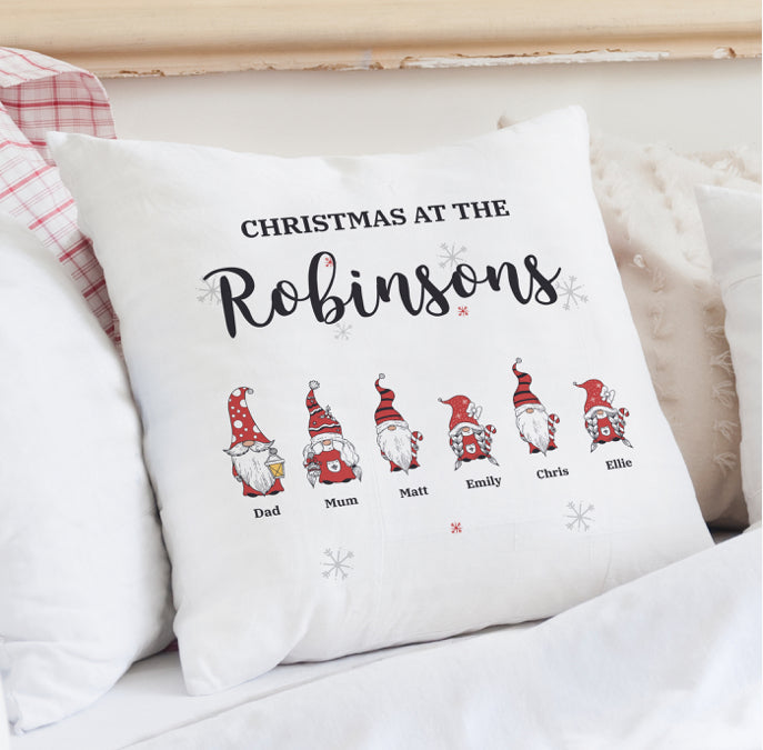 Personalised Gonk Family Christmas Cushion