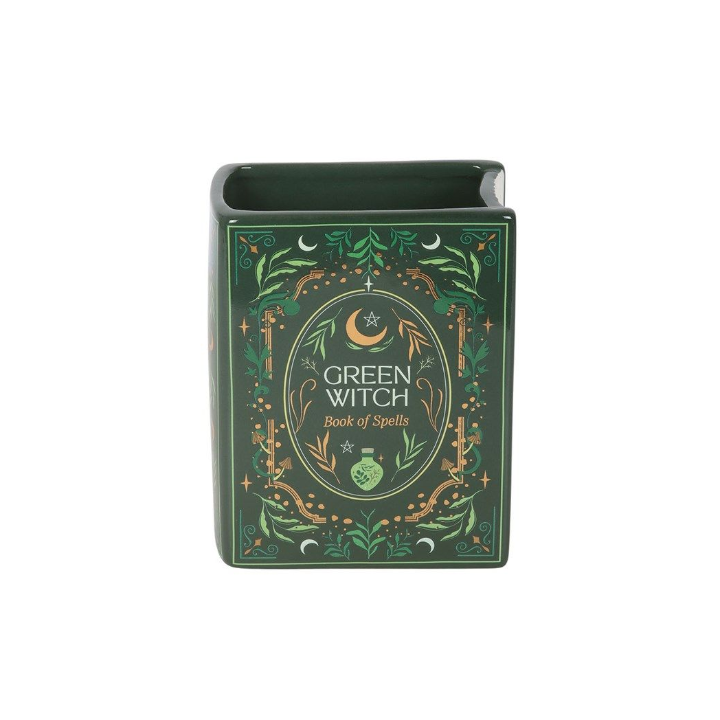 Green Witch Book Shaped Vase