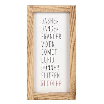 Reindeer Names Wooden Sign