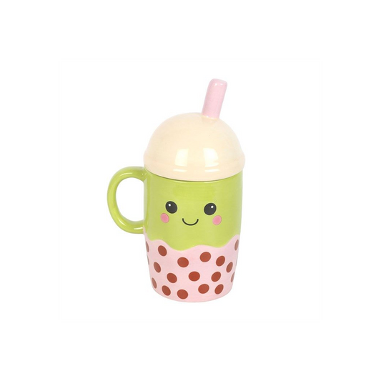 Kawaii Bubble Tea Lidded Mug