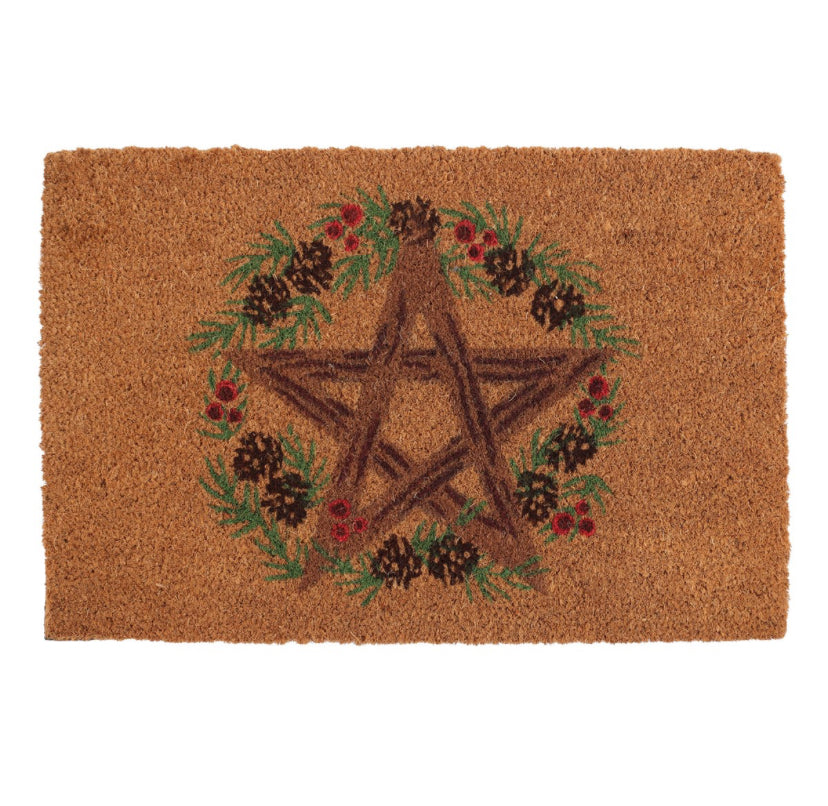 Natural Winter Solstice Pentagram Doormat