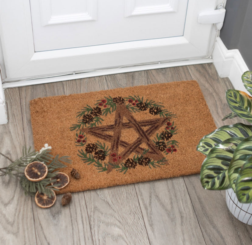 Natural Winter Solstice Pentagram Doormat