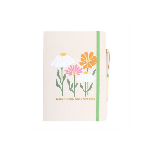 Keep Going, Keep Growing A5 Notebook with Rose Quartz Pen