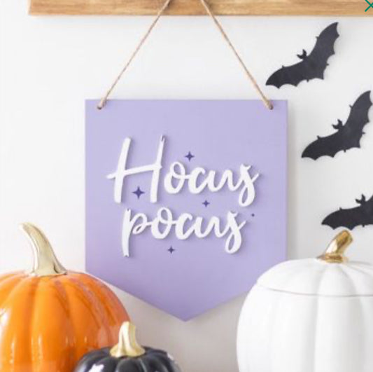 Purple Hocus Pocus Hanging Sign