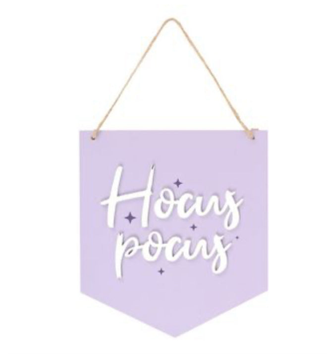 Purple Hocus Pocus Hanging Sign