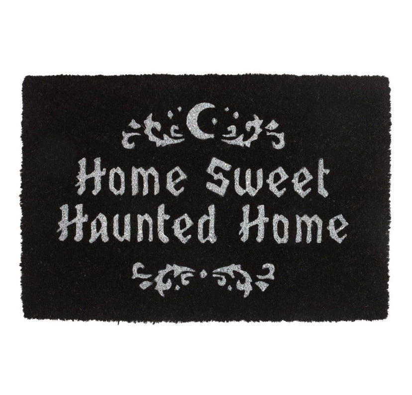 Black Home Sweet Haunted Home Doormat