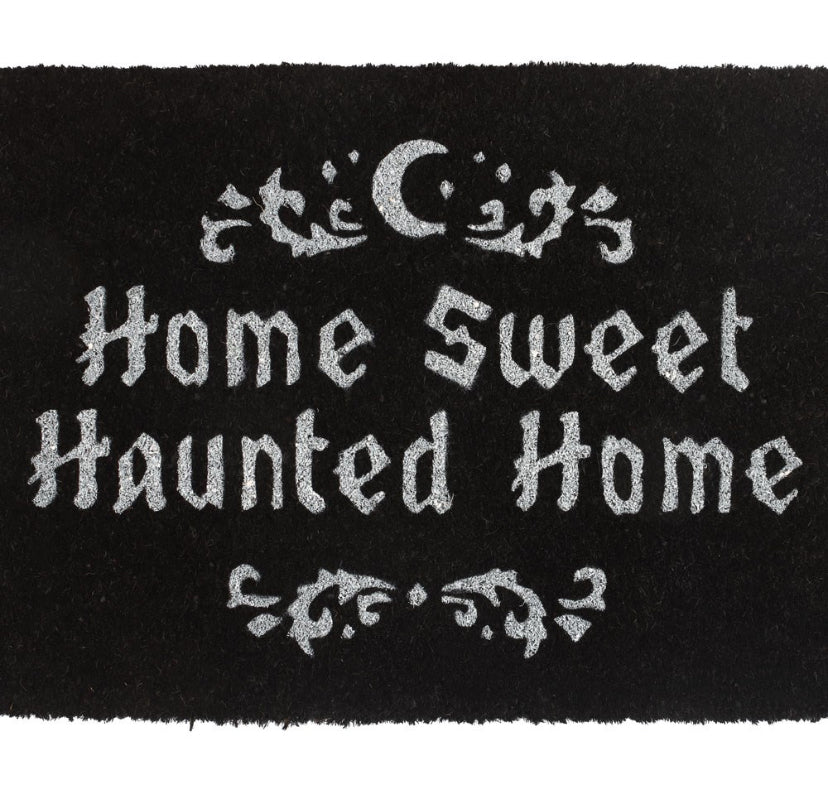 Black Home Sweet Haunted Home Doormat