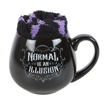 Normal is an Illusion Gothic Mug and Socks Set