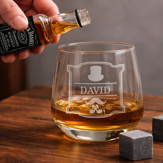 Personalised Gentlemans Tumbler and Whiskey Miniature Set