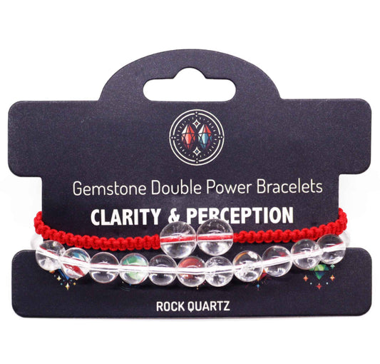 Gemstone Double Power Bracelets- Rock Quartz