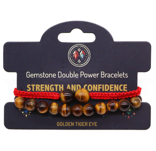 Gemstone Double Power Bracelets- Tiger Eye