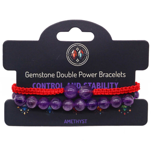 Gemstone Double Power Bracelets- Amethyst