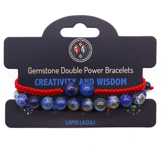 Gemstone Double Power Bracelets- Lapis Lazuli