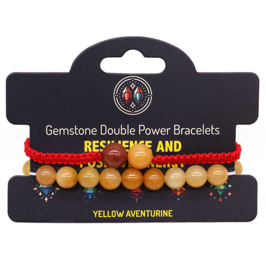 Gemstone Double Power Bracelets- Yellow Aventurine