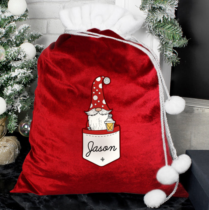 Personalised Gonk Family Red Christmas Sack - Male