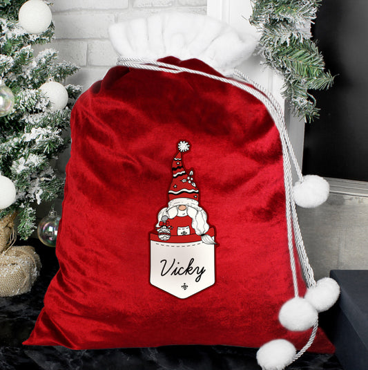 Personalised Gonk Family Red Christmas Sack - Female