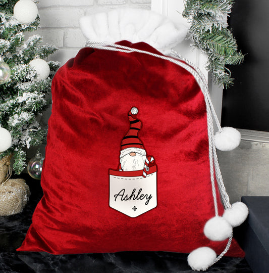 Personalised Gonk Family Red Christmas Sack - Boy
