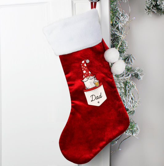 Personalised Gonk Family Red Christmas Stocking- Male
