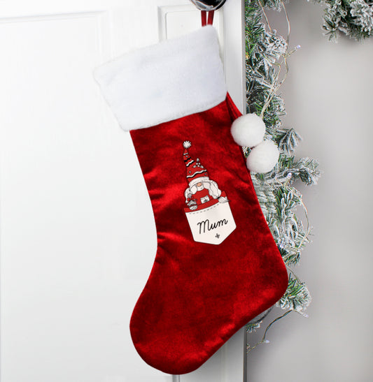 Personalised Gonk Family Red Christmas Stocking- Female
