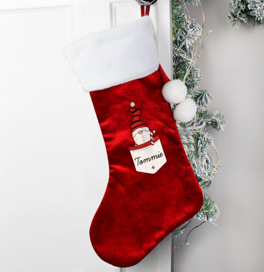 Personalised Gonk Family Red Christmas Stocking- Boy