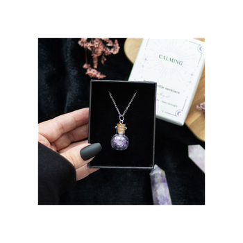 Calming Amethyst Crystal Chip Potion Bottle Necklace