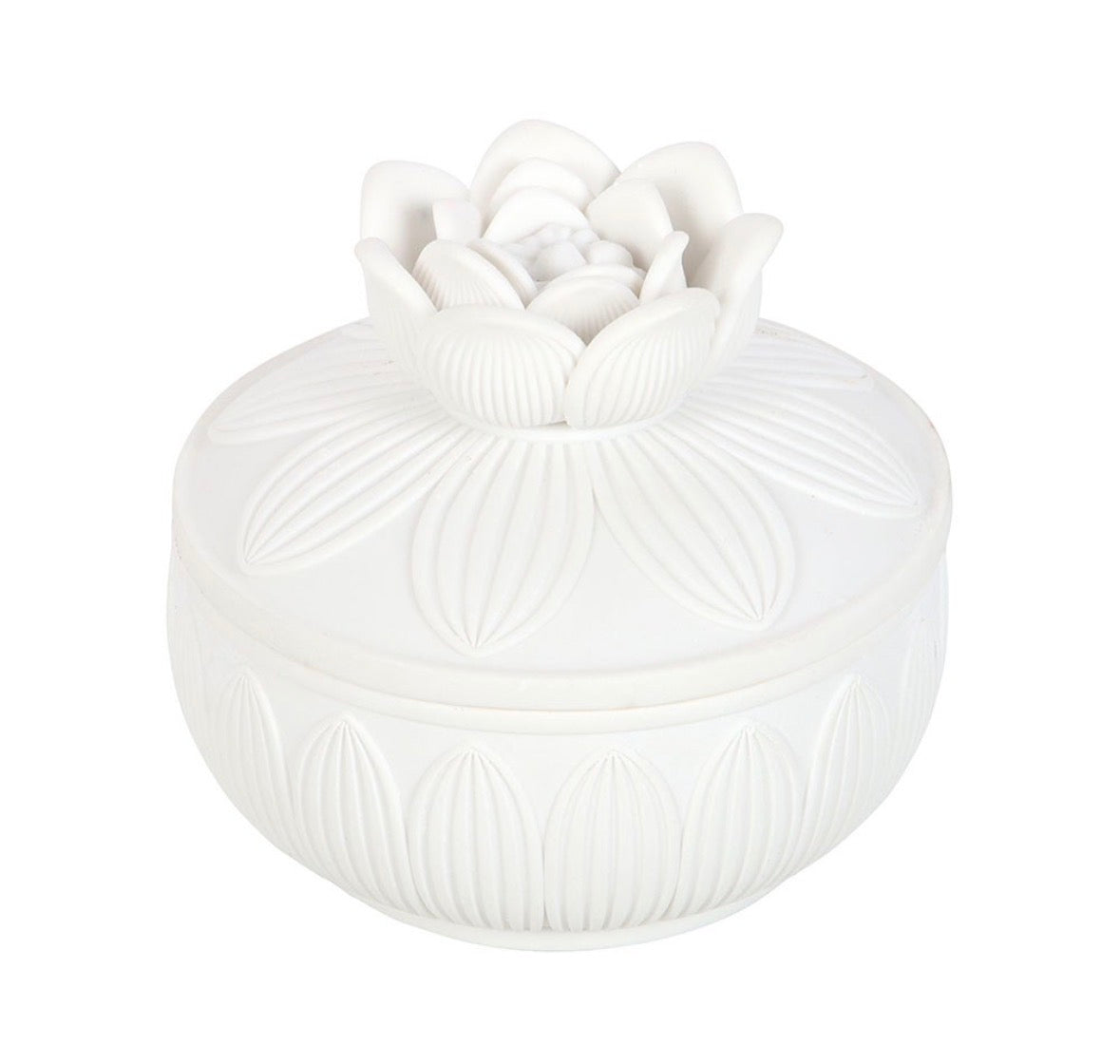 White Lotus Flower Trinket Box