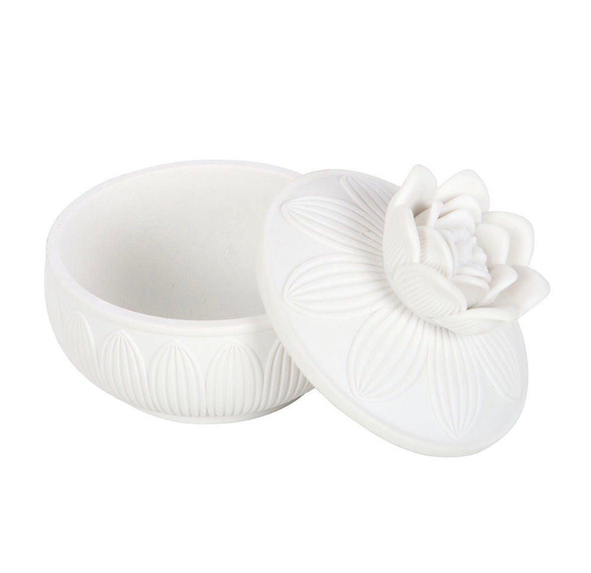 White Lotus Flower Trinket Box