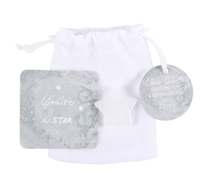 You're a Star Lucky Clear Quartz Crystal Star in a Bag