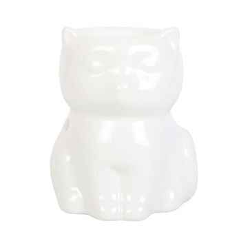 Shiny White Cat Oil Burner