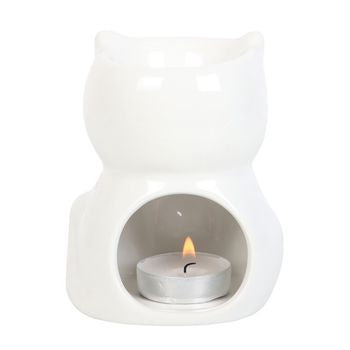 Shiny White Cat Oil Burner