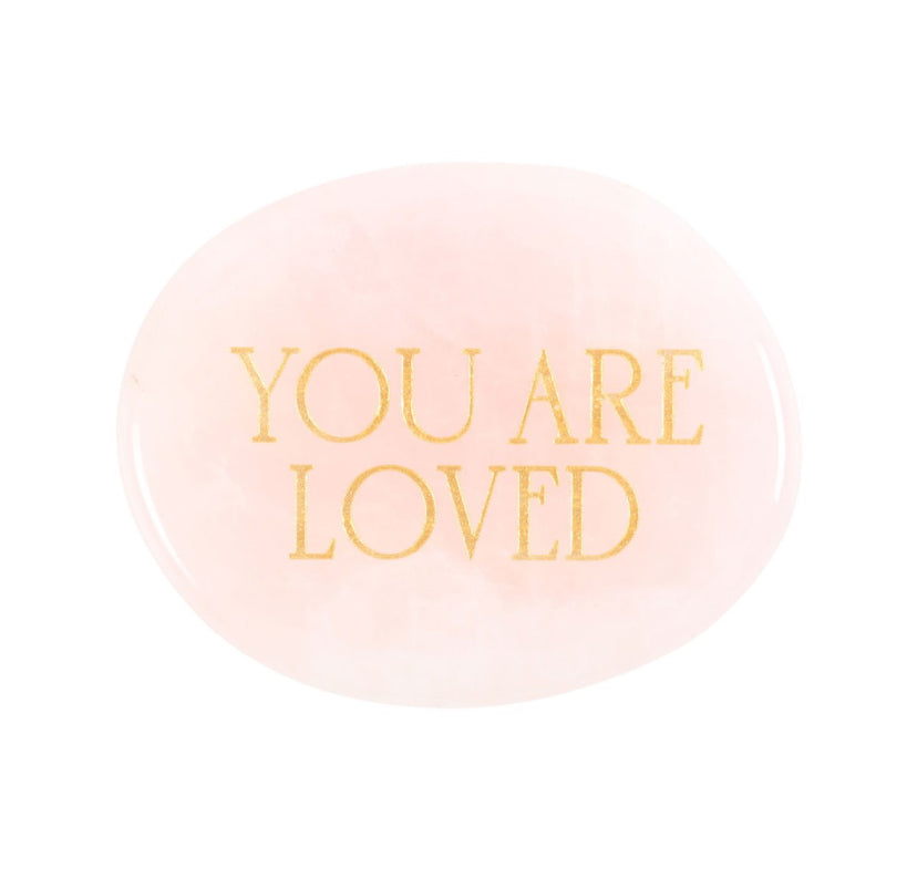 You Are Loved Rose Quartz Crystal Palm Stone