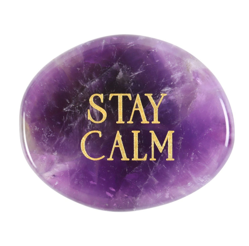 Stay Calm Amethyst Crystal Palm Stone