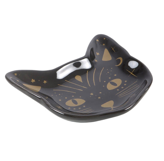Magick Black Cat Face Trinket Dish