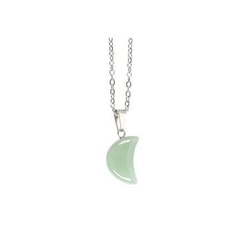 Green Aventurine Crystal Moon Necklace on Greeting Card