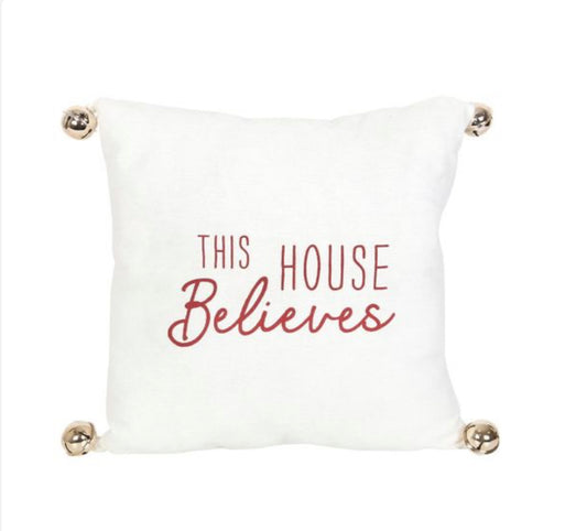 35cm This House Believes Christmas Cushion with Bells