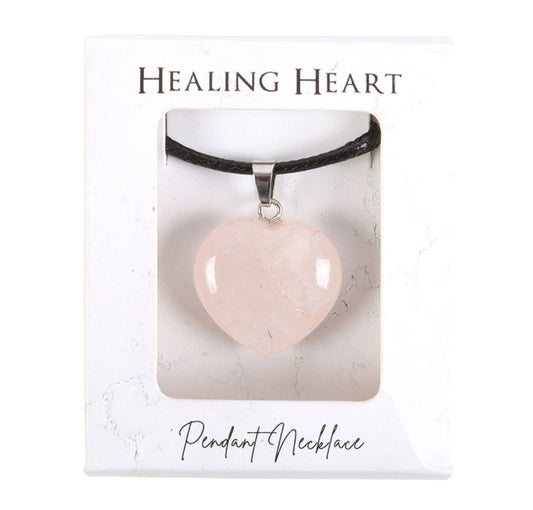 Rose Quartz Healing Crystal Heart Necklace