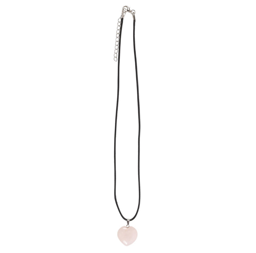 Rose Quartz Healing Crystal Heart Necklace