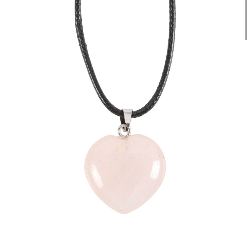 Rose Quartz Healing Crystal Heart Necklace