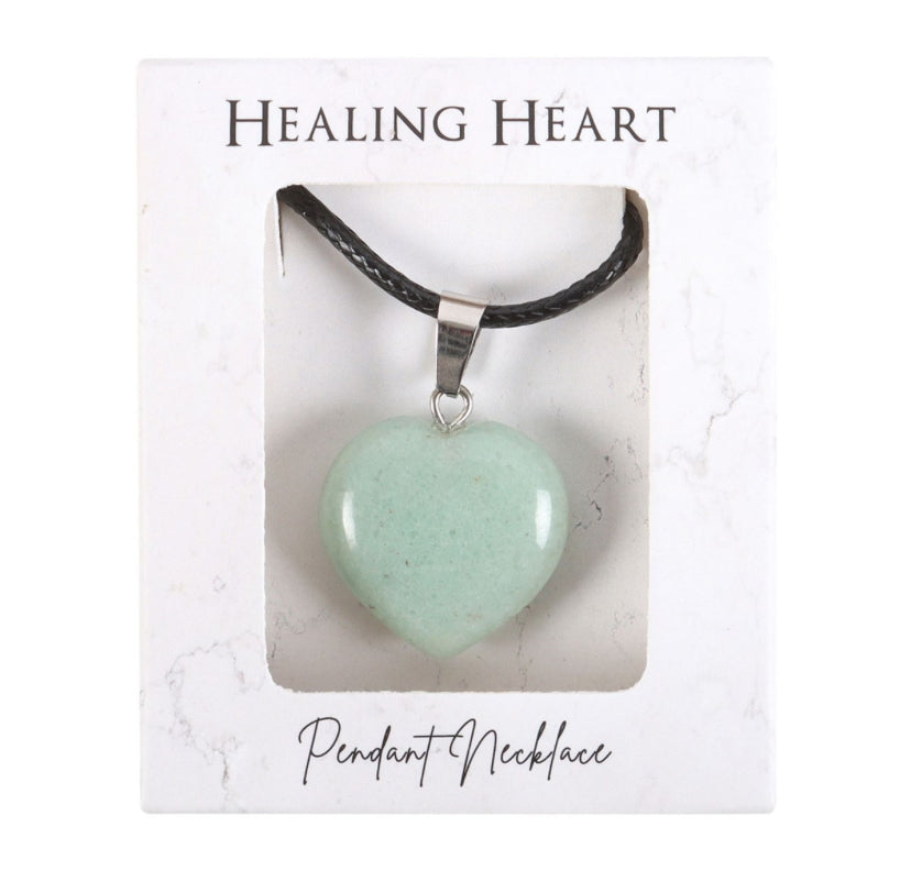 Green Adventurine Healing Crystal Heart Necklace