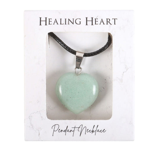 Green Adventurine Healing Crystal Heart Necklace