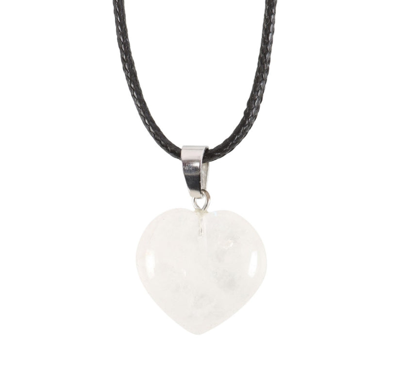 Clear Quartz Healing Crystal Heart Necklace