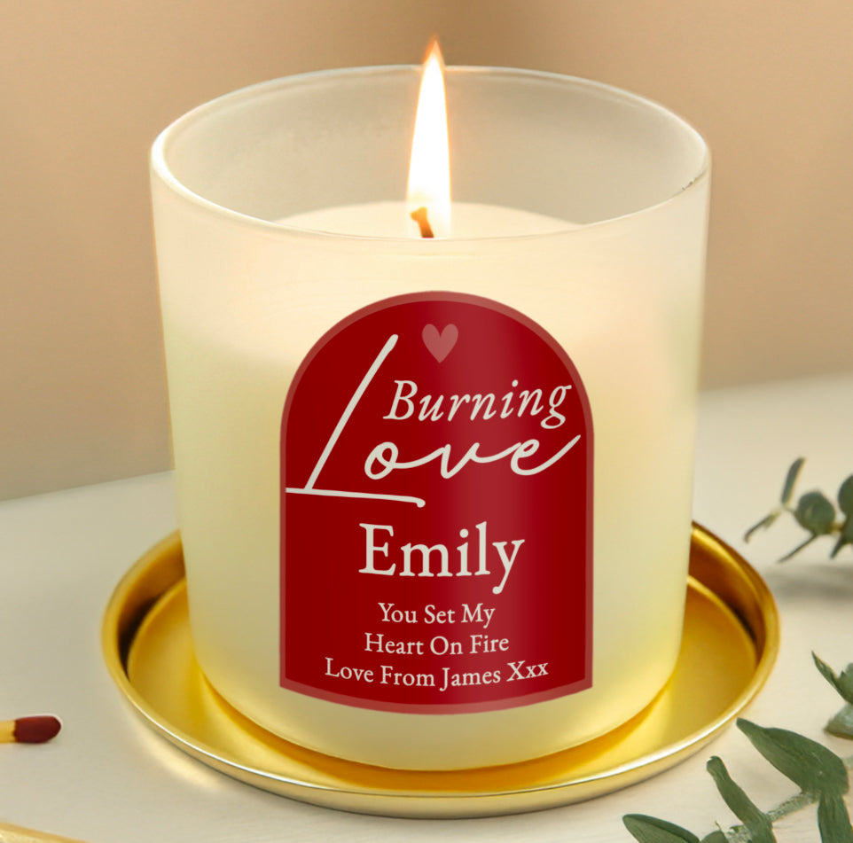 Personalised Burning Love Candle Jar