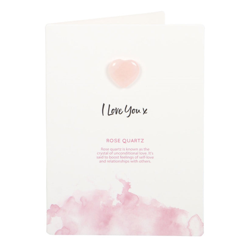 I Love You Rose Quartz Crystal Heart Greeting Card