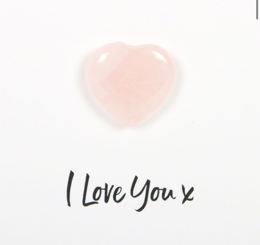 I Love You Rose Quartz Crystal Heart Greeting Card