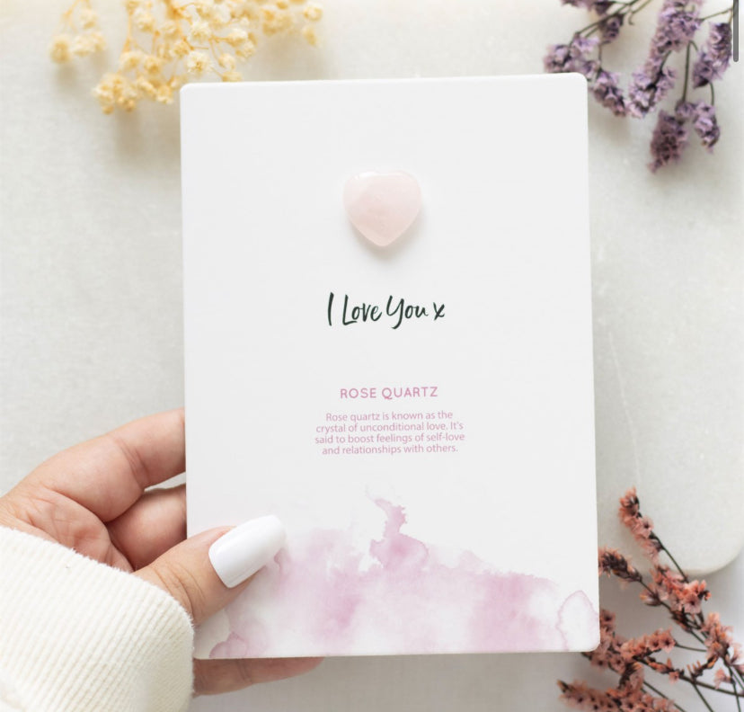 I Love You Rose Quartz Crystal Heart Greeting Card