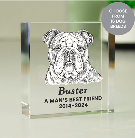 Personalised Dog Breed Small Crystal Ornament