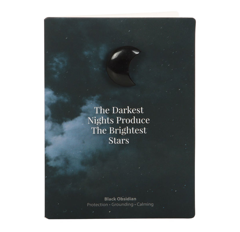 Darkest Nights Black Obsidian Crystal Moon Greeting Card