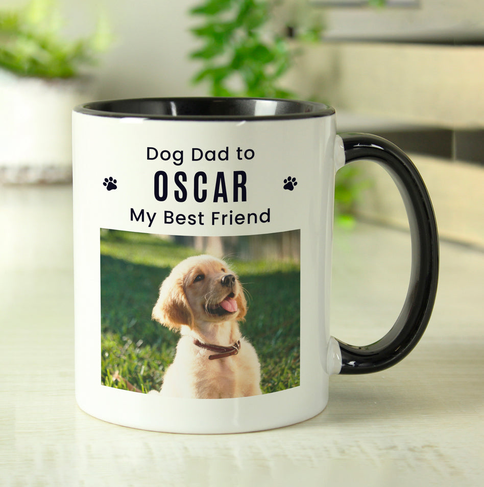 Personalised Pet Photo Upload Black Handled Mug