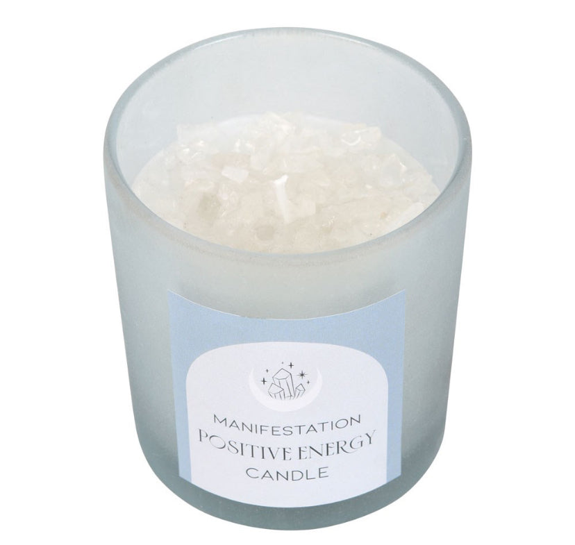 Positive Energy White Sage Crystal Chip Candle